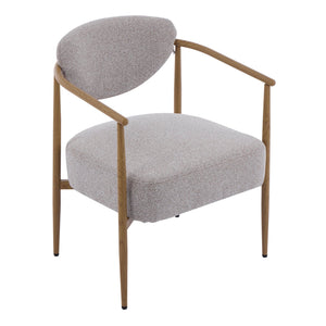 English Elm Beige Woven Fabric Dining Chair Set of Two with Wood Grain Iron Frame for Any Room W3149S00002