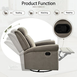 English Elm Christopher Knight Home® - 360° Swivel Recliner Plush Velvet Manual Rocker with Infinite Recline Support for Living Room Comfort Light Brown N763P202666F