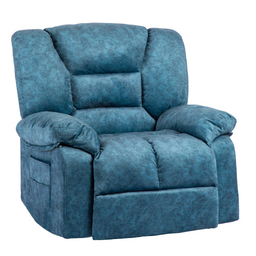 English Elm Living Space Massage Recliner Chair with Lumbar Heat Vibration and Full Body Support Blue W1403P457323