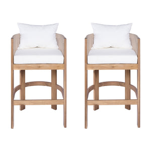 English Elm Christopher Knight Home® - Matera Teak & Beige Barstool Set of 2 – Acacia Wood, Rope Cording, Wraparound Back for Outdoor/Indoor seating N775P255942T