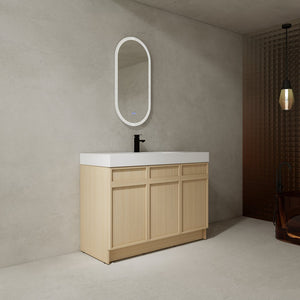 English Elm 48" Freestanding Bathroom Vanity with Thick Resin Sink, Soft-Close Doors, Adjustable Shelves, Durable Finish Oak W999S00265
