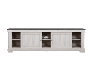 English Elm 1pc Contemporary Entertainment Console TV Stand 71" Weathered Wood with Sliding Doors & Cable Management B2741P295497