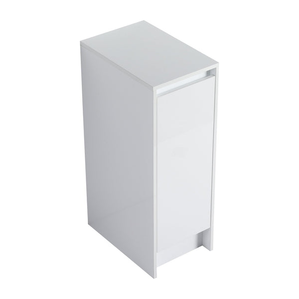 English Elm 12" Freestanding Bathroom Storage Cabinet With Soft-Close Doors & Adjustable Shelves In Glossy White W999P312104