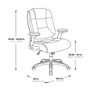 OSP Home Furnishings Exec Bonded Leather Office Chair with Lumbar Support and Ergonomic Padded Seating Taupe ECH52601-EC21