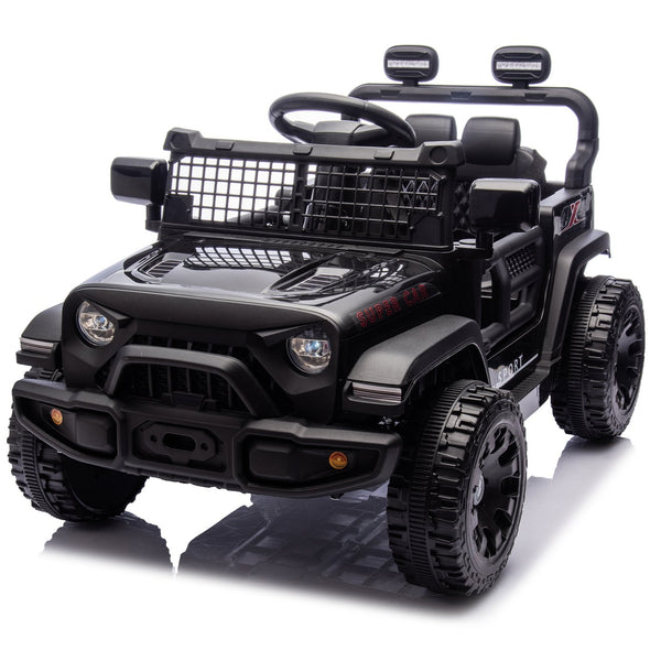 English Elm 24v Kids Ride on Car with Parental Remote Four Wheel Suspension Led Lights Bluetooth Black W1578P235080