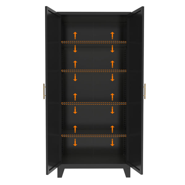 English Elm 71'' Steel 2-Door Locking Cabinet with Adjustable Shelves, Secure Metal Storage for Home Office Black W3387P306308