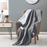 Serta Fleece to Sherpa Casual Heated Throw ST54-0079 Dark Grey