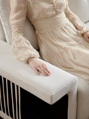 English Elm 3 Seater Sofa Modern 89" Beige Velvet Couch for Small Spaces Cat-Friendly Waterproof Scratch-Resistant W2656S00001