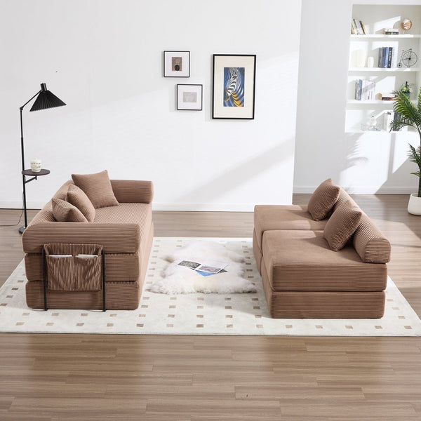 English Elm United We Win Convertible Sofa Bed With Memory Foam, Cloud Corduroy Upholstery For Cozy Spaces W1568S00253-GIGA