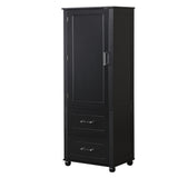 English Elm Tall Bathroom Storage Cabinet, Freestanding Storage Cabinet With Two Drawers and Adjustable Shelf, Mdf Board With Painted Finish, Black