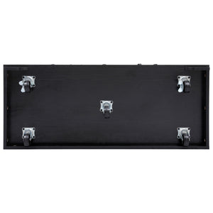 English Elm K&K 46.5'' Farmhouse Kitchen Island Cart with Beaded Drapes, Drop Leaf, Power Hub, Ample Storage Black N707P254872B