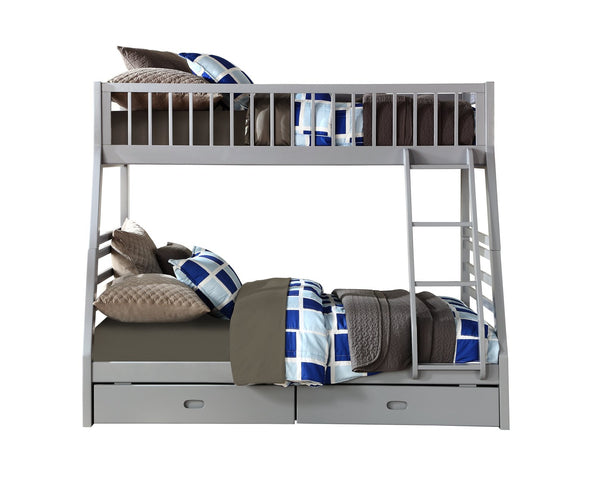 English Elm Jason Gray Twin/Full Bunk Bed with 2 Roll-Out Storage Drawers, Convertible, Pine Frame, 330lb Capacity B2726S00356
