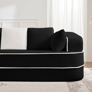 English Elm 106" Teddy Fabric Sofa - Plush L-Shaped Chaise, No Assembly, High-Density Comfort For Modern Living Rooms W714S01426