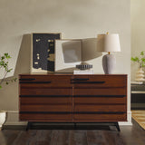 6-Drawer Solid Wood Modern Dresser Walnut BR6DREBDRBLWT-T Walker Edison