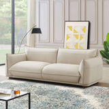 Ashcroft Furniture Emma Luxury Cream Leather Sofa - Mid Century Modern Design, High-Density Foam, Solid Wood Legs