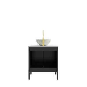 English Elm Dina Floating Bathroom Vanity with Sintered Stone Top and Crystal Glass Basin W2615S00658
