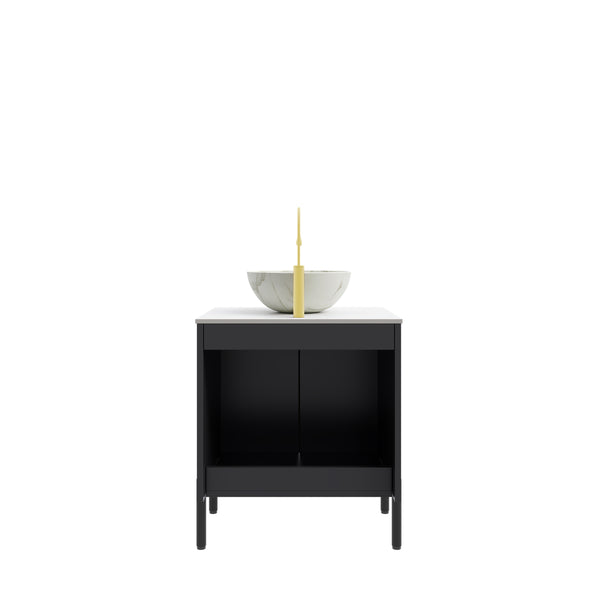 English Elm Dina Floating Bathroom Vanity with Sintered Stone Top and Crystal Glass Basin W2615S00658