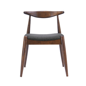 English Elm [video] 5-piece Mid-century Rubberwood Dining Set with Upholstered Chairs for Family Meals Charcoal,Walnut N759S002011F
