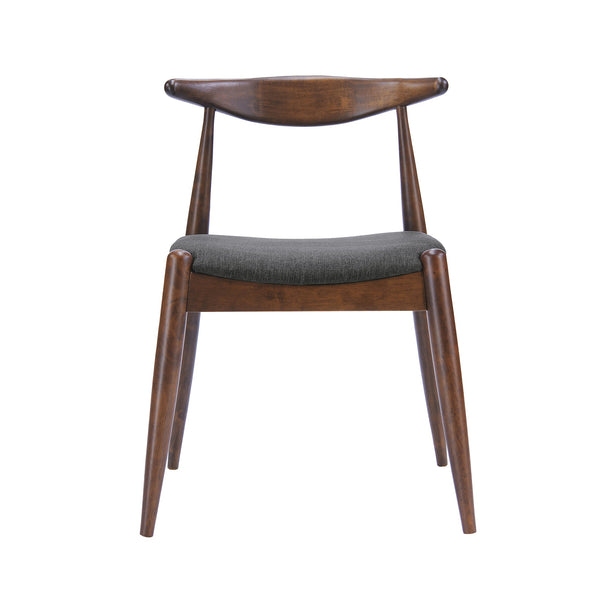 English Elm [video] 5-piece Mid-century Rubberwood Dining Set with Upholstered Chairs for Family Meals Charcoal,Walnut N759S002011F