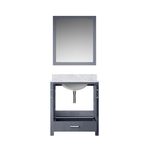 English Elm Dark Grey Bath Vanity With Carrara Marble Top & Mirror - Stylish 30" W Storage Solution For Modern Spaces B2731S00673