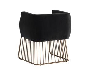 Sunpan Gala Dining Armchair - Rustic Modern Design with Comfortable Seat and Antique Brass Base for Any Space Shadow Grey