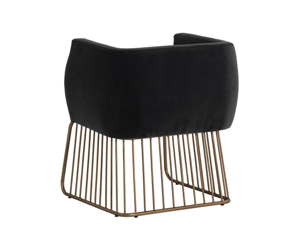 Sunpan Gala Dining Armchair - Rustic Modern Design with Comfortable Seat and Antique Brass Base for Any Space Shadow Grey