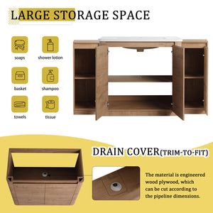 English Elm 60" Freestanding Double Sink Bathroom Vanity with Soft-close Doors and Three Drawers W999S00514