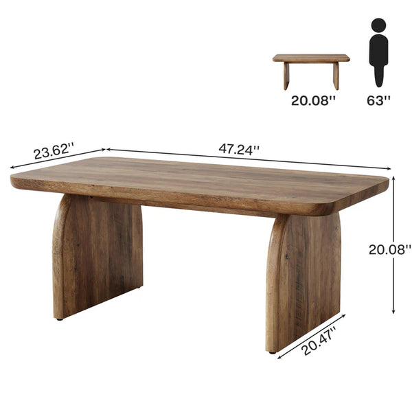 English Elm Wooden Rustic Mdf Coffee Table Open Base Rectangular Design for Living Room Decor T3971P446969