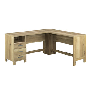 English Elm L-Shaped Desk With Spacious Surface & Integrated Storage - Stylish Brown Finish For Home Office Use B356P367845