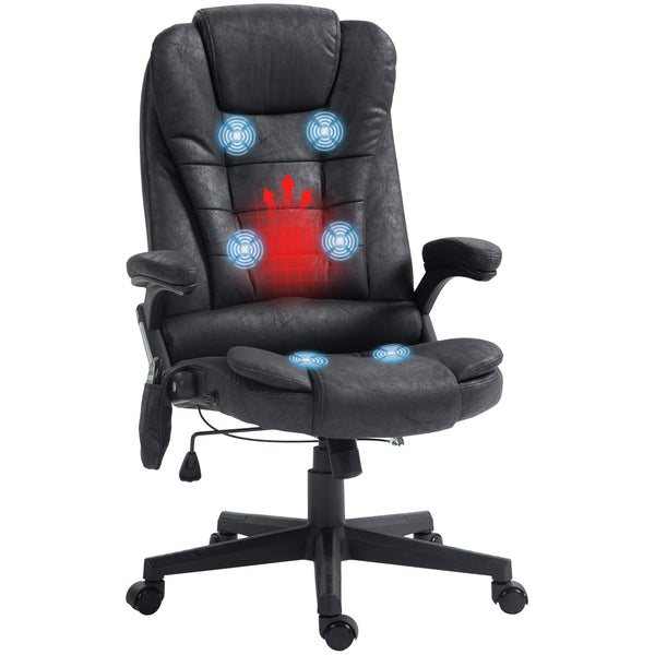 English Elm HOMCOM Executive Massage Office Chair with 6-Point Vibration, Lumbar Heat, Tilt & Ergonomic Support Black W2225P173839