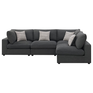 English Elm Rhette Charcoal 4-Piece Sectional Sofa With Reversible Cushions & Jacquard Accent Pillows B062S00994-GIGA