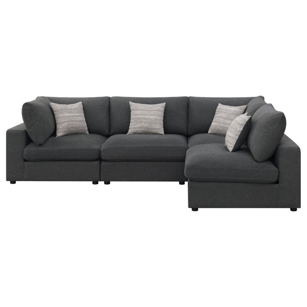 English Elm Rhette Charcoal 4-Piece Sectional Sofa With Reversible Cushions & Jacquard Accent Pillows B062S00994-GIGA