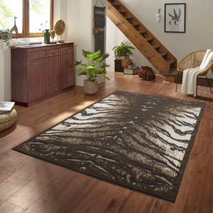 English Elm Hide Brown & Ivory 5'3" X 7' Area Rug - Durable, Kid & Pet-Friendly Design With Natural Texture B186P316843