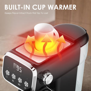 English Elm 20bar Slim Espresso Machine with Steam Wand Cup Warmer and 43oz Detachable Tank W1002P414529