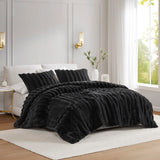 Madison Park Jasmine Glam/Luxury 3 Piece Faux Fur Comforter Set MP10-8443 Black