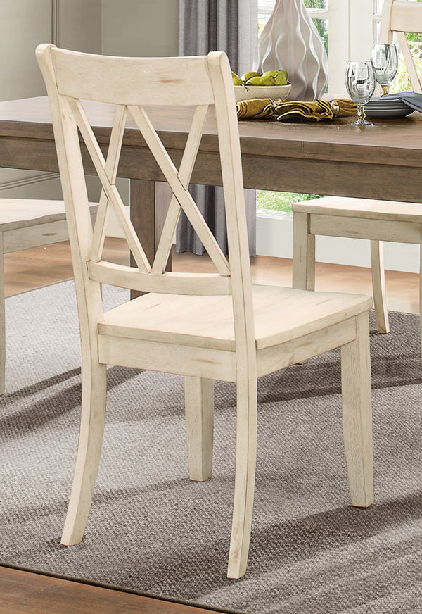 English Elm 5pc Farmhouse Dining Set Pine Table with Four Double X Back Chairs for Kitchen White B011S00999
