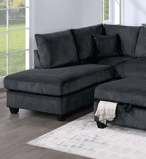 English Elm Modern Corduroy 3 Piece Sectional with Usb Charging Port and Storage Ottoman B011S02185