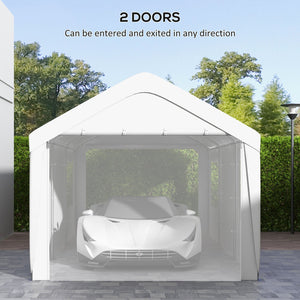 English Elm Outsunny 10x20 Portable Carport Galvanized Steel Frame Upf30 Cover Roll-up Doors W2225P217043