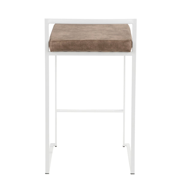 English Elm Contemporary Stackable Steel Counter Stools Padded Fabric Seats for Kitchen Islands Set of 2 B202P222382