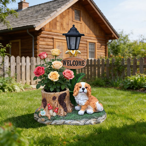 English Elm Sitting Corgi Resin Planter Sculpture Whimsical Porch Garden Decor with Succulent Cavity W5398P464242