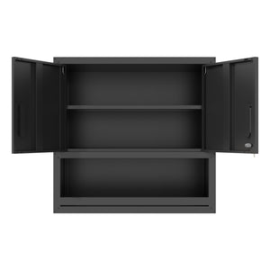 English Elm Metal Wall Mounted Steel Cabinet Locking Doors Open Drawer Garage Workshop Storage T2398P374169