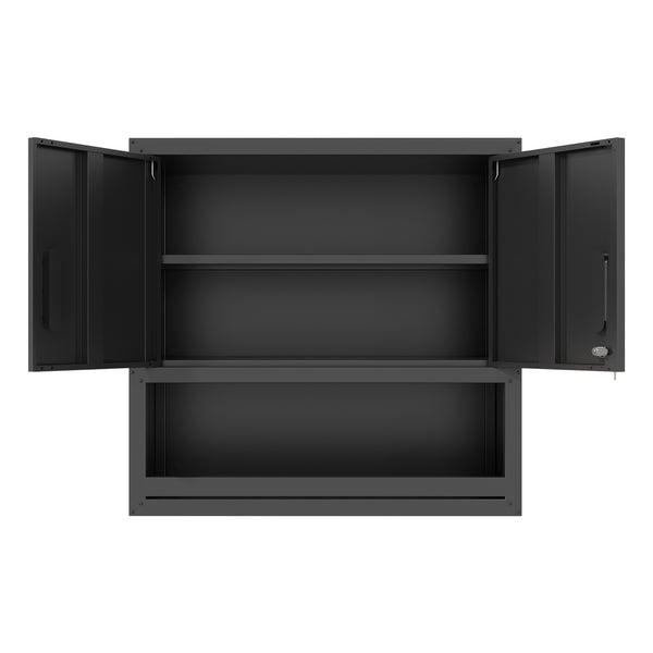English Elm Metal Wall Mounted Steel Cabinet Locking Doors Open Drawer Garage Workshop Storage T2398P374169