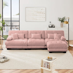 English Elm Luxury Modular Sectional Sofa - Oversized L-Shaped Chenille Couch In Chic Pink For Ultimate Comfort W714S01011