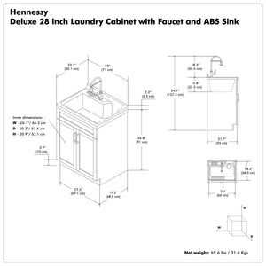 English Elm Murphy Beadboard Laundry Sink Cabinet with Deep Abs Basin and Chrome Faucet Included B136P427214