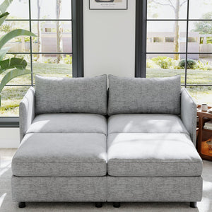 English Elm Love Seat Modular Sectional Sofa with Hidden Storage Mid Century Modern Small Space Grey W680S00131