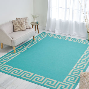 English Elm Christopher Knight Home® - 6560G Teal & Ivory Machine-Woven Rug 7'10"x10' - 100% Polypropylene, Low Pile 0.16" Durable Style 68909.00