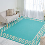 Christopher Knight Home® - Noble House - Preveli 7'10" X 10' Outdoor Area Rug, Teal and Ivory