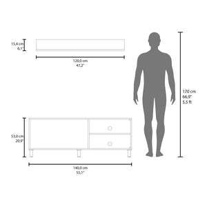 English Elm Living Room Set Modern TV Stand & Wall Shelf White – 1 Door Concealed Storage, 3 Open Shelves, Compact Durable Engineered Wood B097P350287