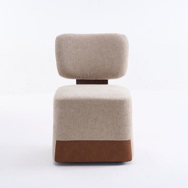 English Elm Linen Upholstered Armless Dining Chair with Smooth Casters for Easy Mobility, Versatile & Sleek Beige W2069P324093