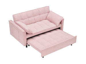 English Elm Folding sofa bed with adjustable backrest and recliner function, sturdy solid wood frame, beige-black Pink W1658P176555